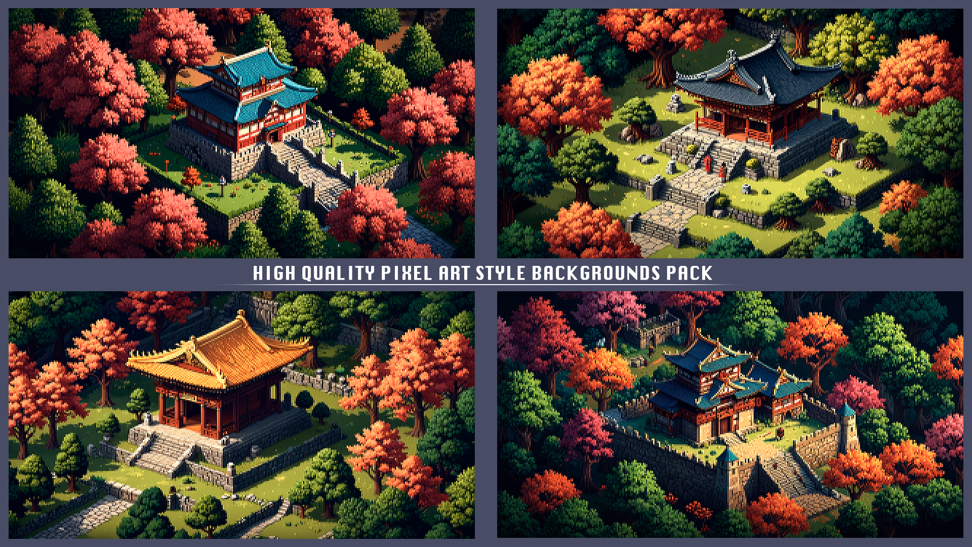 150+ ASIAN ISOMETRIC BACKGROUNDS by PIXELHUNT