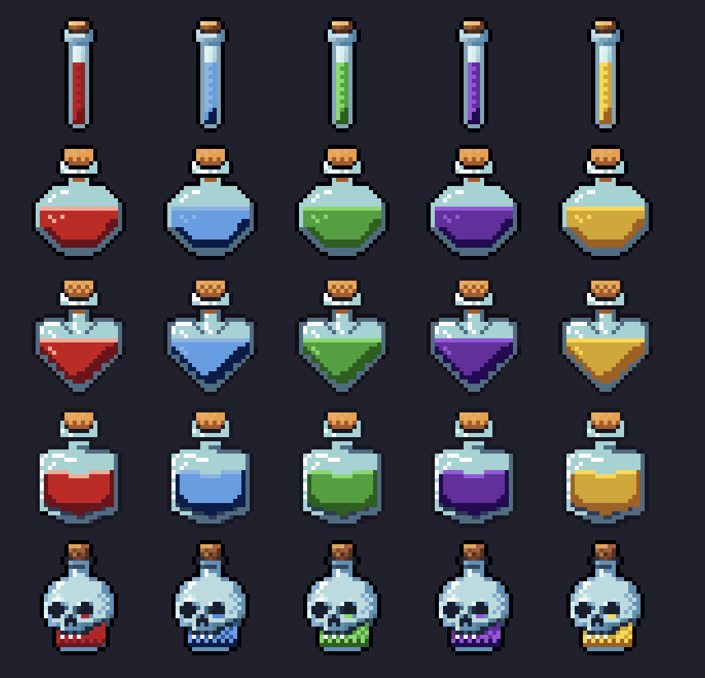 Pixel Art Potions Asset Pack - Medieval RPG by AquaSenshi