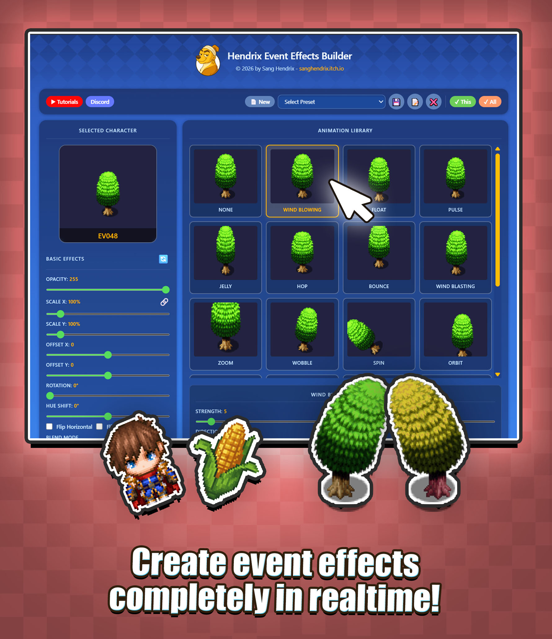 Realtime Event Effects Builder - RPG Maker MZ Plugin by Sang Hendrix