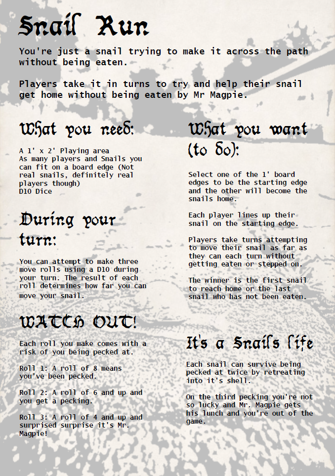 Snail Run By Protagonist Games