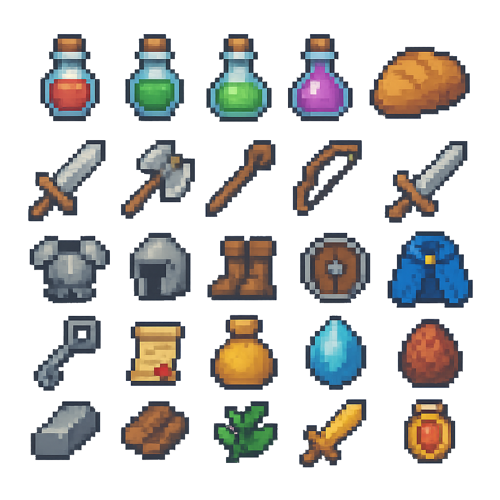 Medieval Fantasy Item Pack - 25 Pixel Art Sprites by SnowSoul