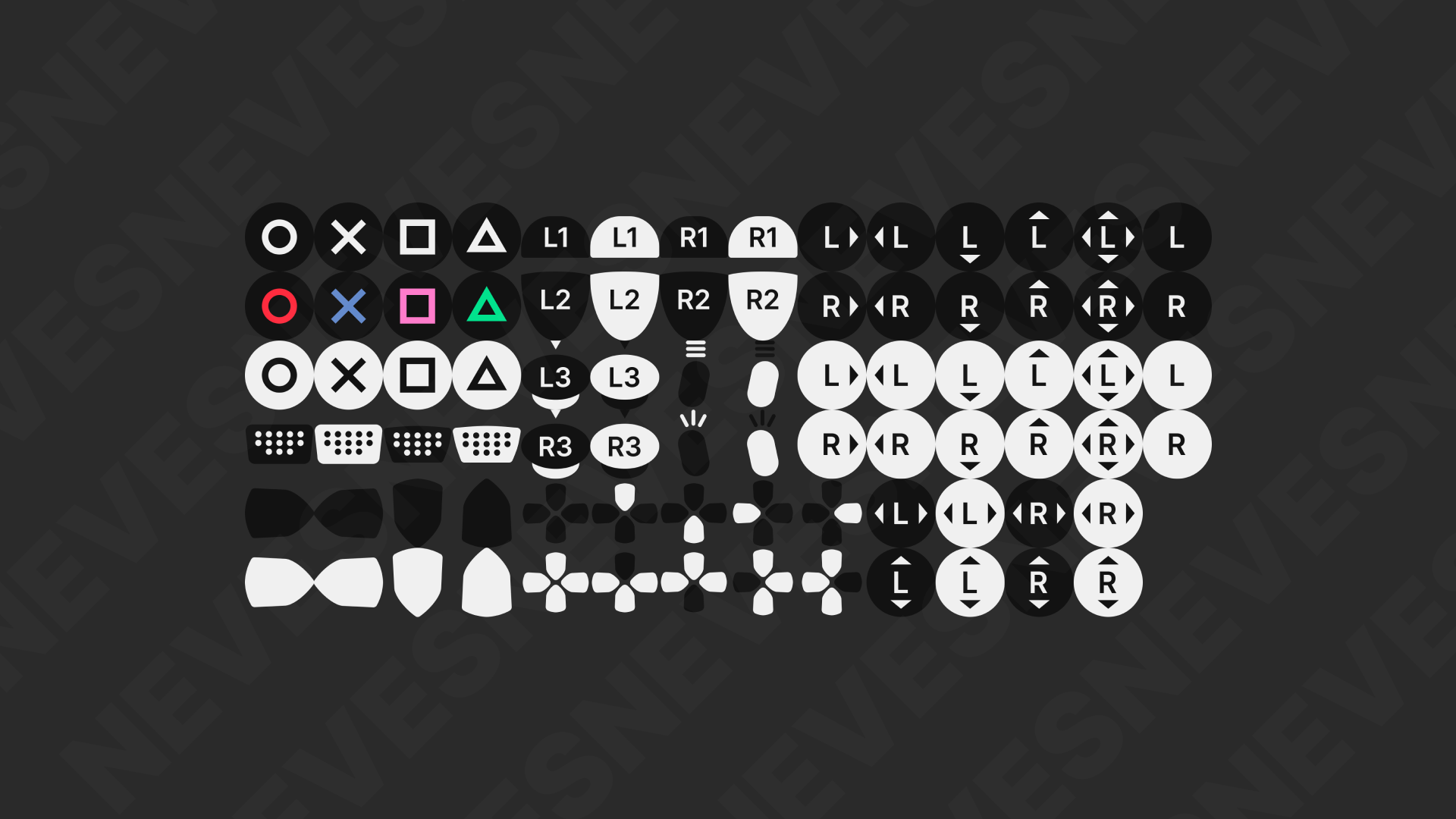 Black and White Game Input Icons by Lucas Neves