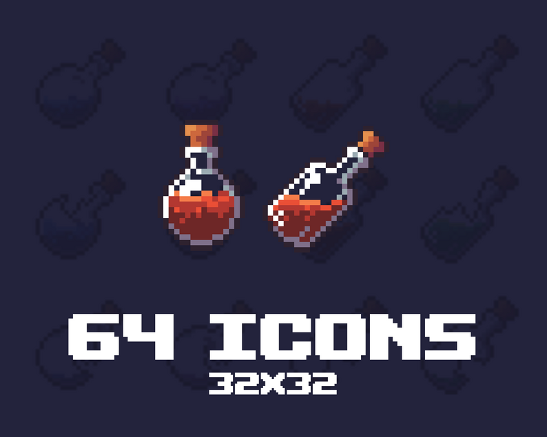 Potion Pixel Asset Pack V1 - 32x32 pixel asset pack by Helm3t