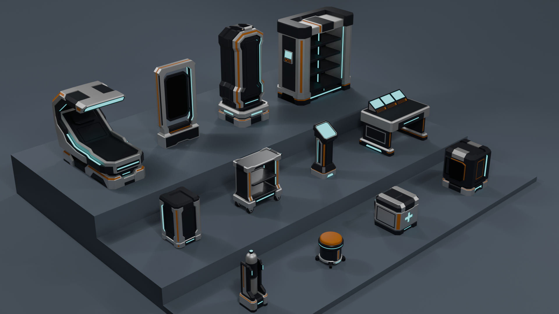 Low Poly Sci-Fi Medlab Pack E-001 by OZEA Studio