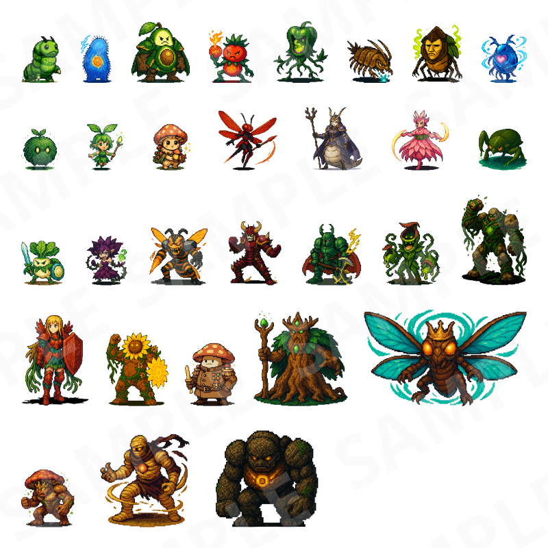 CP13 — 30 Pixel Insects & Nature (PNG, S/M/L) by Pixel Material Studio