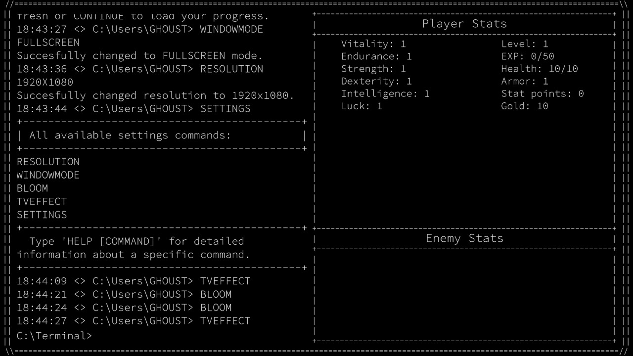 Patch 0.4.1.0 Changelog - Endless RPG In Terminal by GHOUSTden