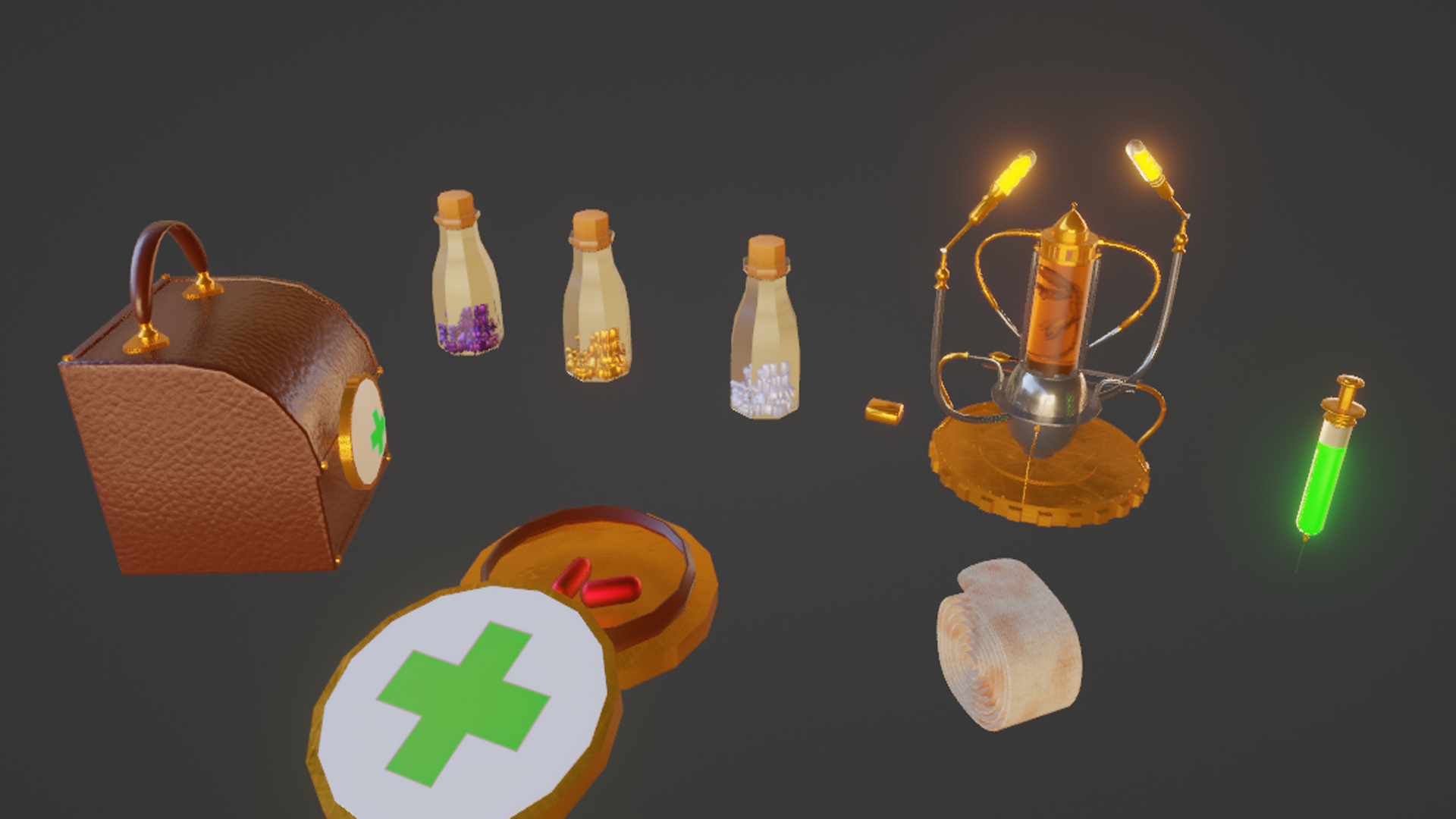 Steampunk First-Aid Pack – Stylized Medical Props by Pegasus Studios