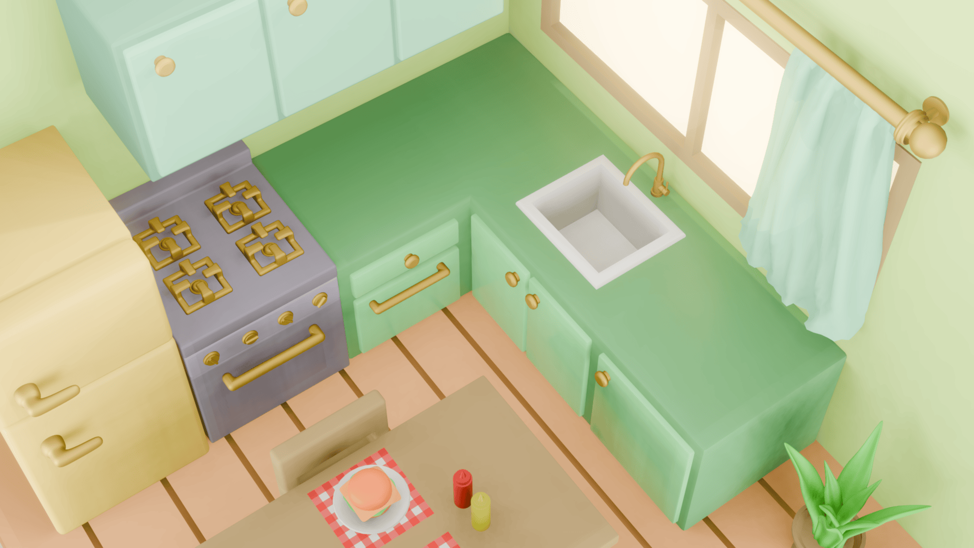 Cozy Kitchen Game Assets Pack 3D Models by StarsandShellsStudio