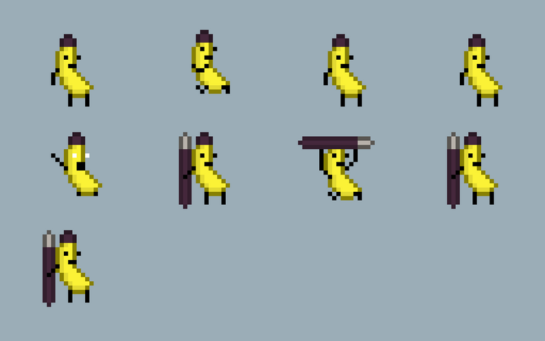 Banana Man Sprite Sheet by Hildemuz