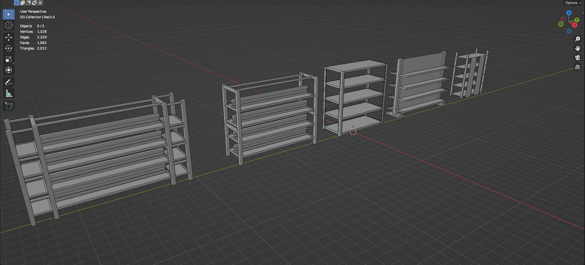 Low Poly Storage Roon Low Poly Storage Racks Pack - 1 - Untextured by poly.alchemist