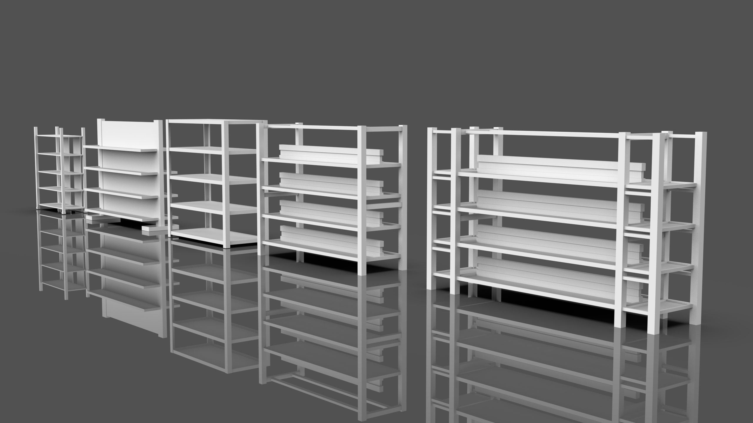 Low Poly Storage Racks Pack - 1 - Untextured by poly.alchemist