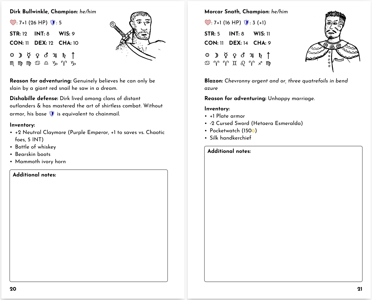 Screenshot 2 for Supplement A: Pregenerated Personage Portfolio
