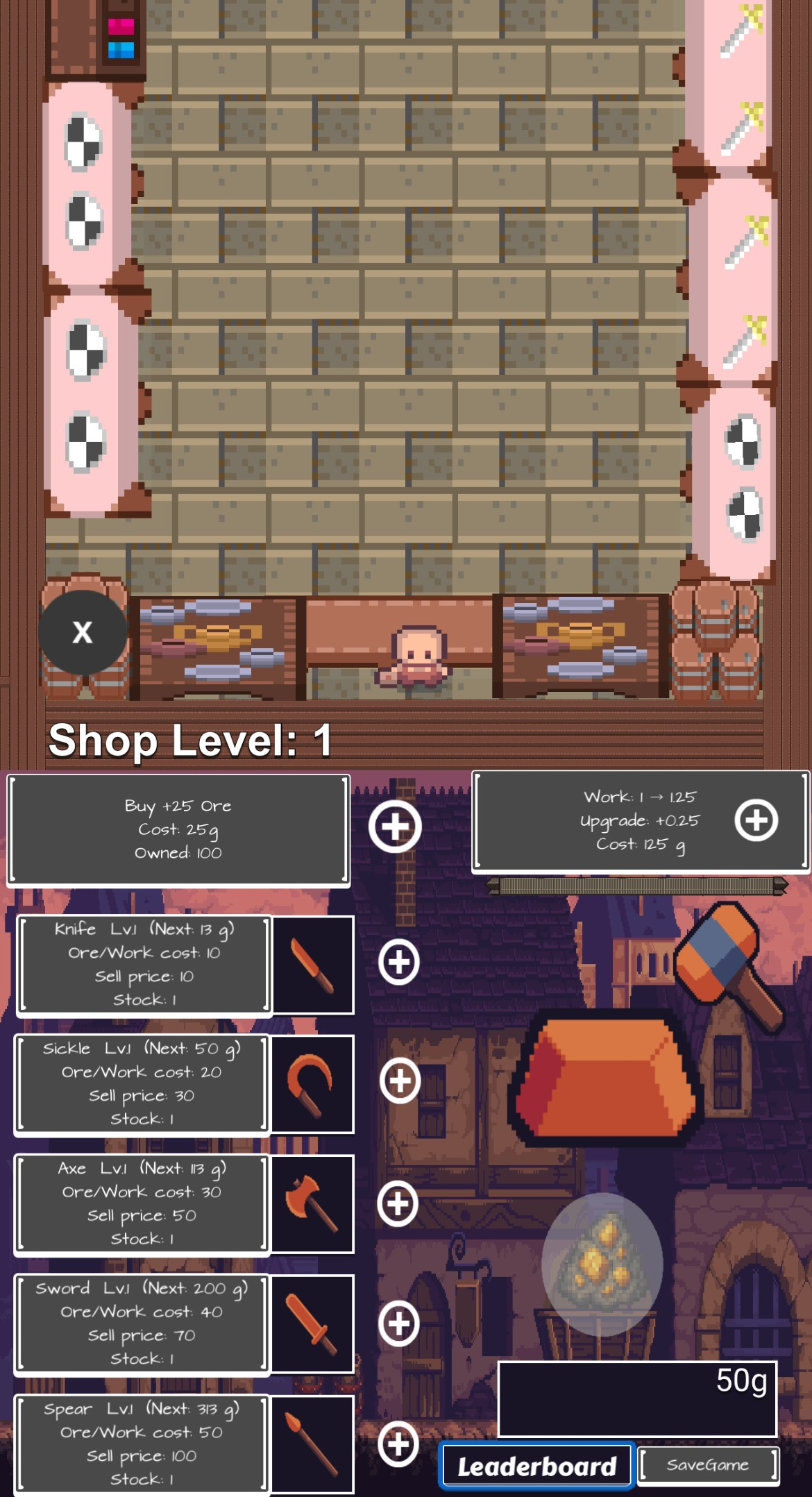 Screenshot 3 for Clicker Blacksmith Shop