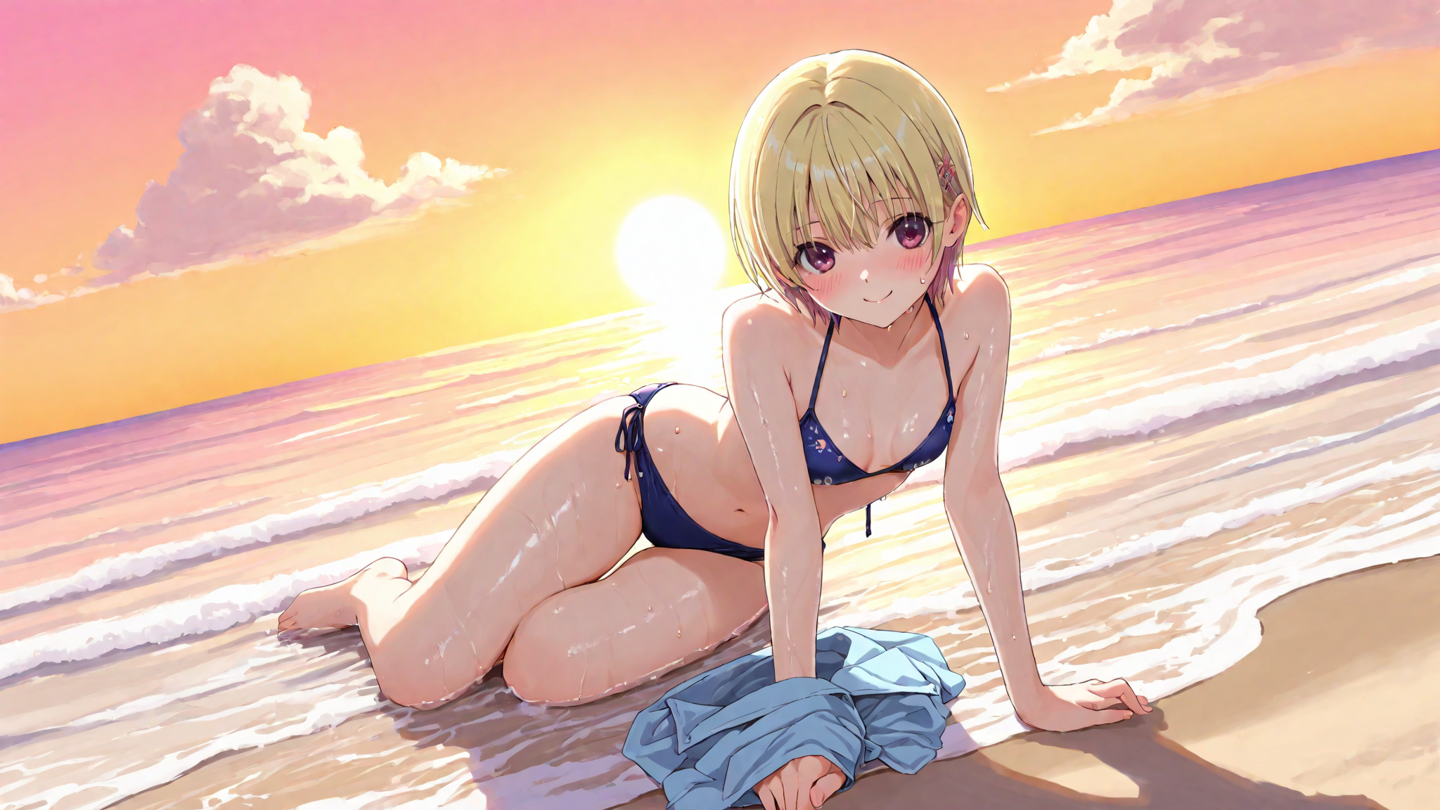 Screenshot 5 for The Summer Smile by the Sea — A Red-Haired Muse 【R18 / AI Art Collection】(90 images+α)