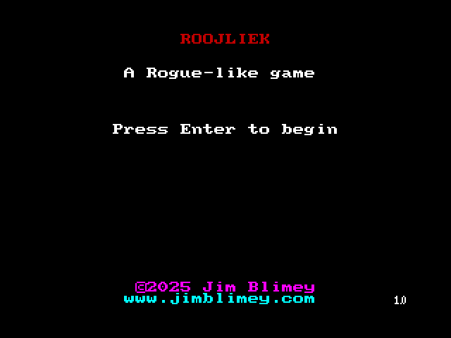 Captura de pantalla de Roojliek en el ZX Spectrum mostrando un pasillo de mazmorra