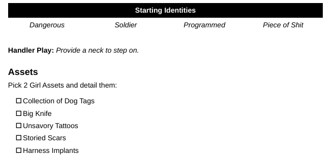 Screenshot 2 for MILITARY BRATS: Homebrew Playbooks for Girl Frame