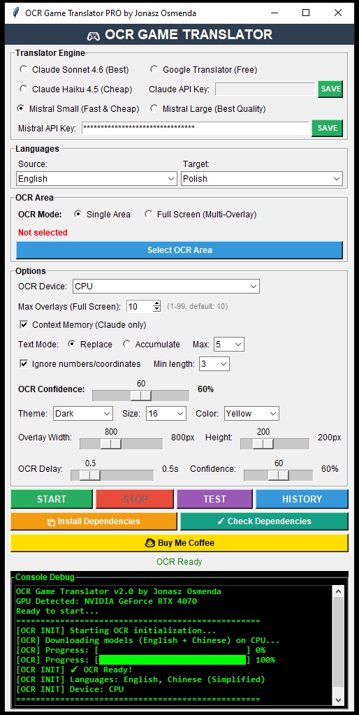 Screenshot 2 for OCR Real Time AI Translator For Games CPU / GPU