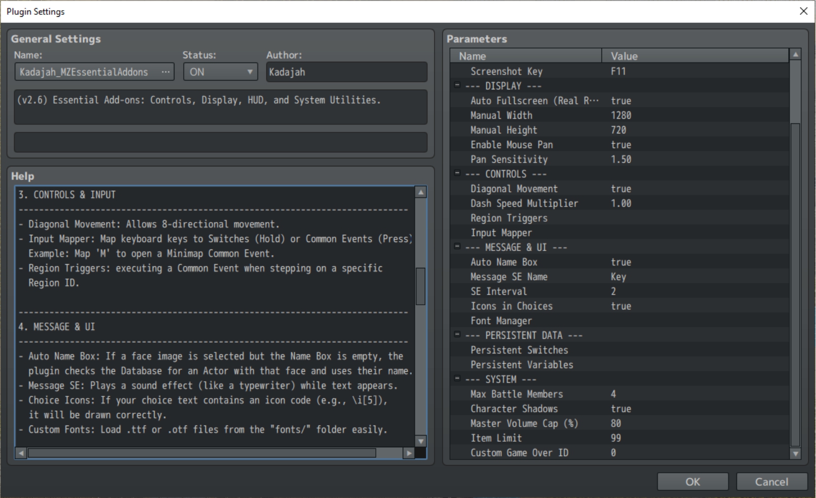 Kadajah's Essential Add-ons for RPG Maker MZ by Kadajah
