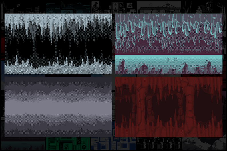 Sprite Coding Backgrounds 36 1-Bit Backgrounds Pixel Art by Free Game Assets (GUI, Sprite, Tilesets)