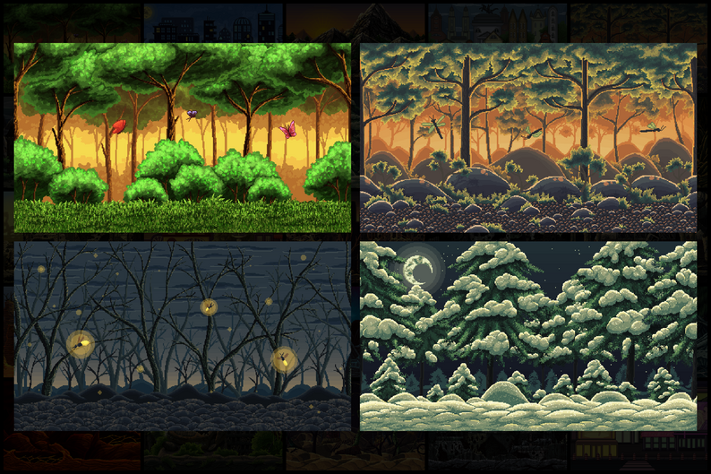 40 Original Backgrounds Pixel Art by Free Game Assets (GUI, Sprite ...