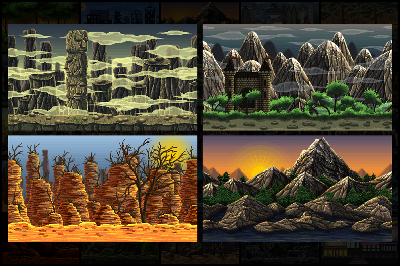 40 Original Backgrounds Pixel Art by Free Game Assets (GUI, Sprite ...