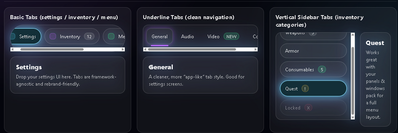 HTML5 Neon UI Tabs Pack – tabbed interface components by Template Foundry