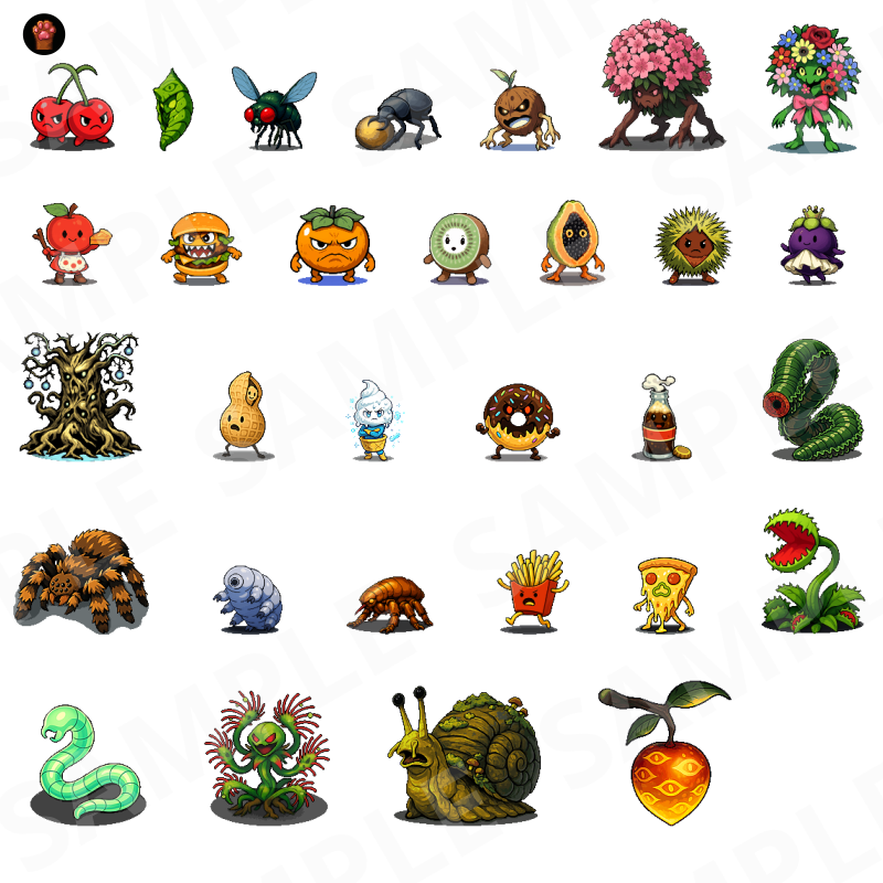 Insectpg CP18 — 30 Pixel Insects & Nature (PNG, S/M/L) by Pixel Material Studio