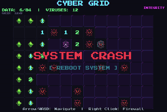 Screenshot 3 for [WIP] CYBER GRID: A Cyberpunk Minesweeper-style