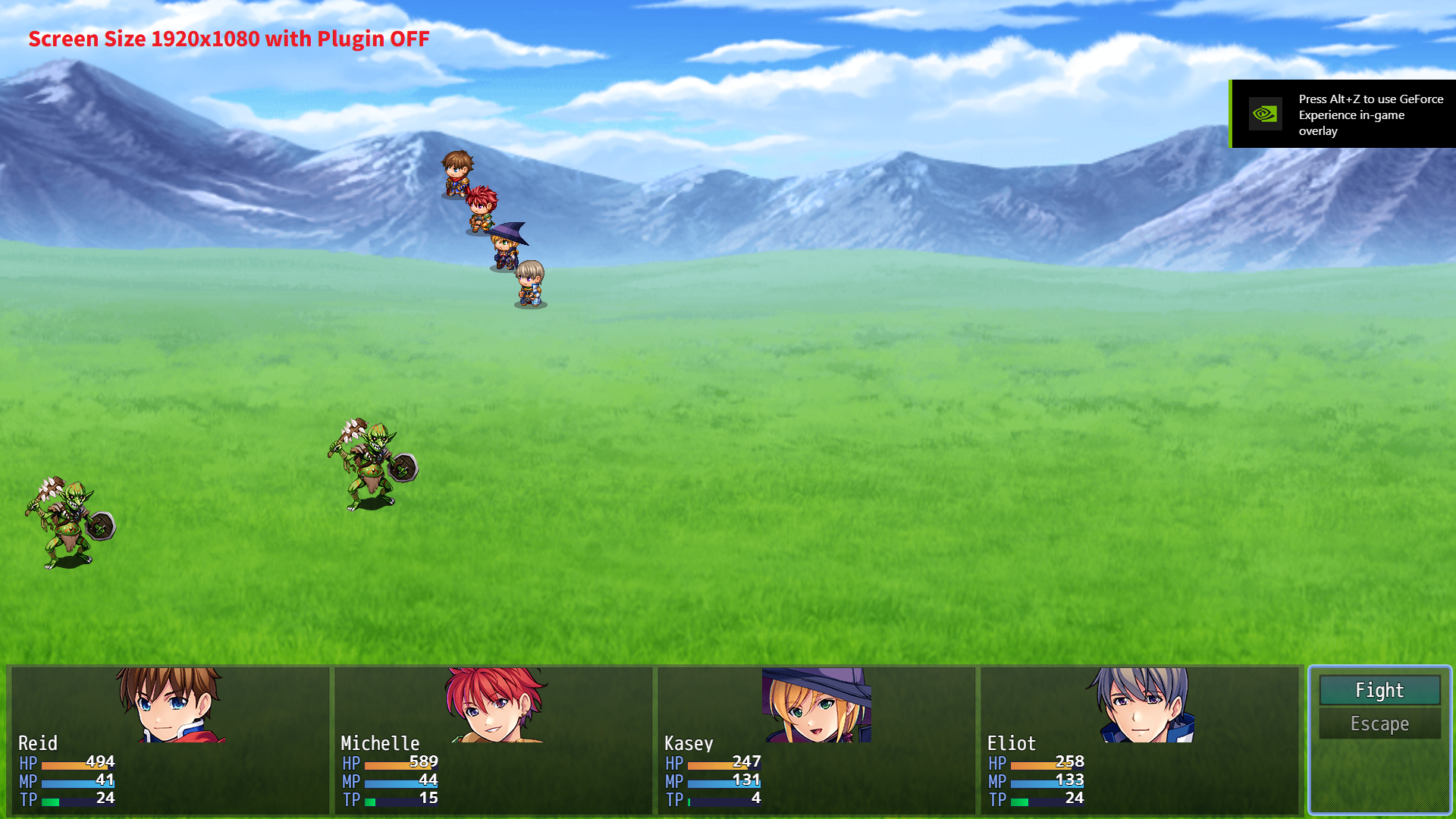 Screenshot 5 for Free RPG Maker MZ Plugin: CT_BattleResolutionFix – Side View Battler Positioning