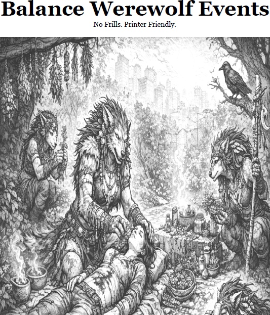 Balance Werewolf TTRPG Events by Tolemykus