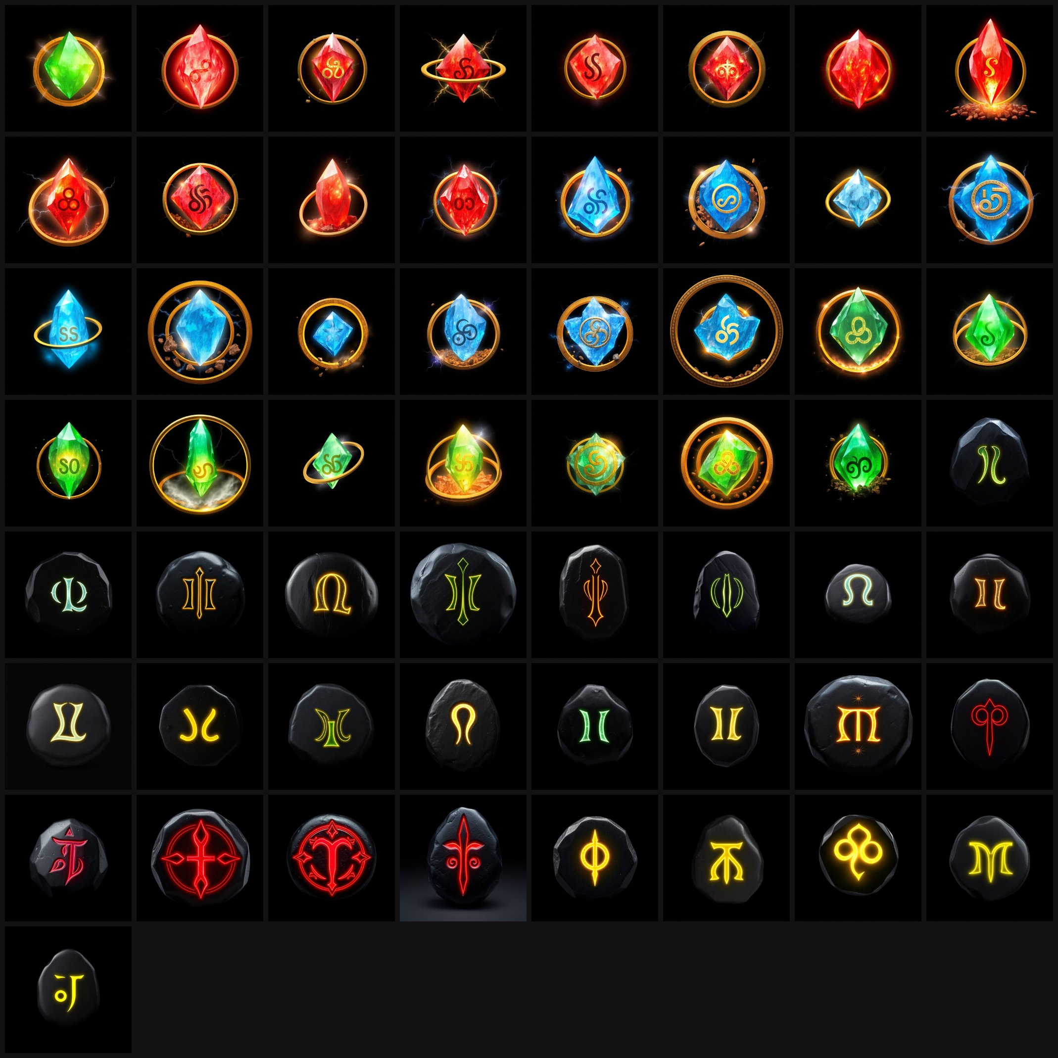 Elven Runes & Socketable Gems - 100+ Icons [4K] by Vill8tion