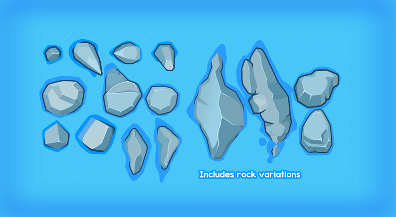 Top down sea rocks 2d game environment props by Robert Brooks ...