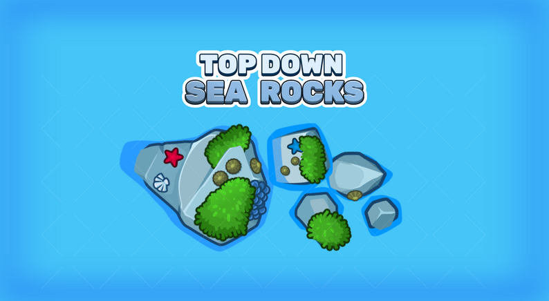 Top down sea rocks 2d game environment props by Robert Brooks ...