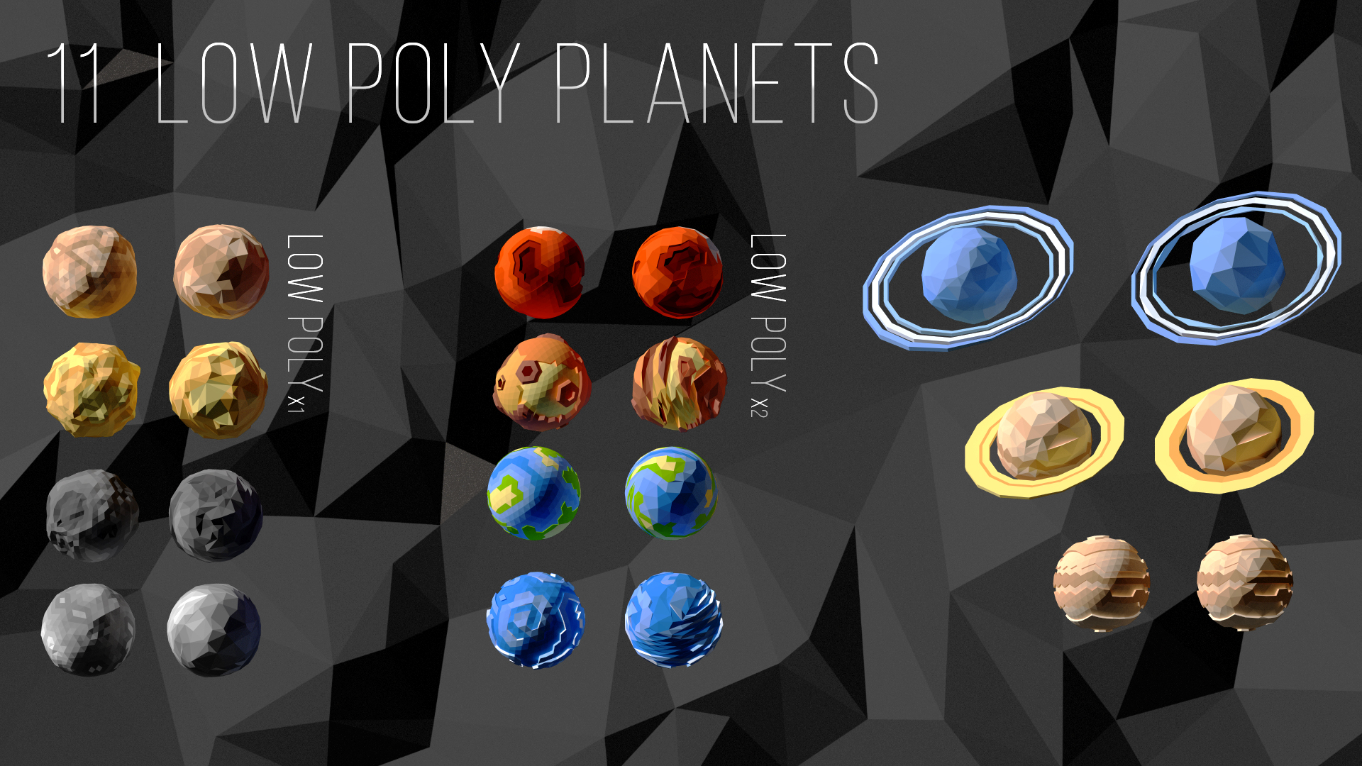 CosmoKit: Low Poly Planet Pack - Sun, Moon & 9 Stylized Worlds by EmaceArt