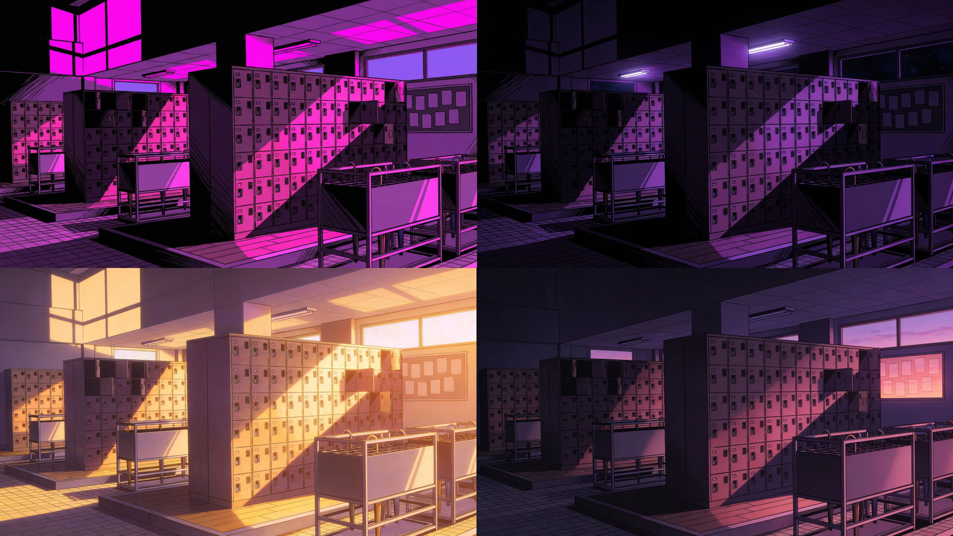250+ Anime / Visual Novel School Background Pack – Multi-Lighting ...