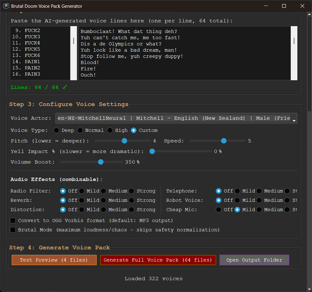 Screenshot 4 for Brutal Doom Voice Pack Generator