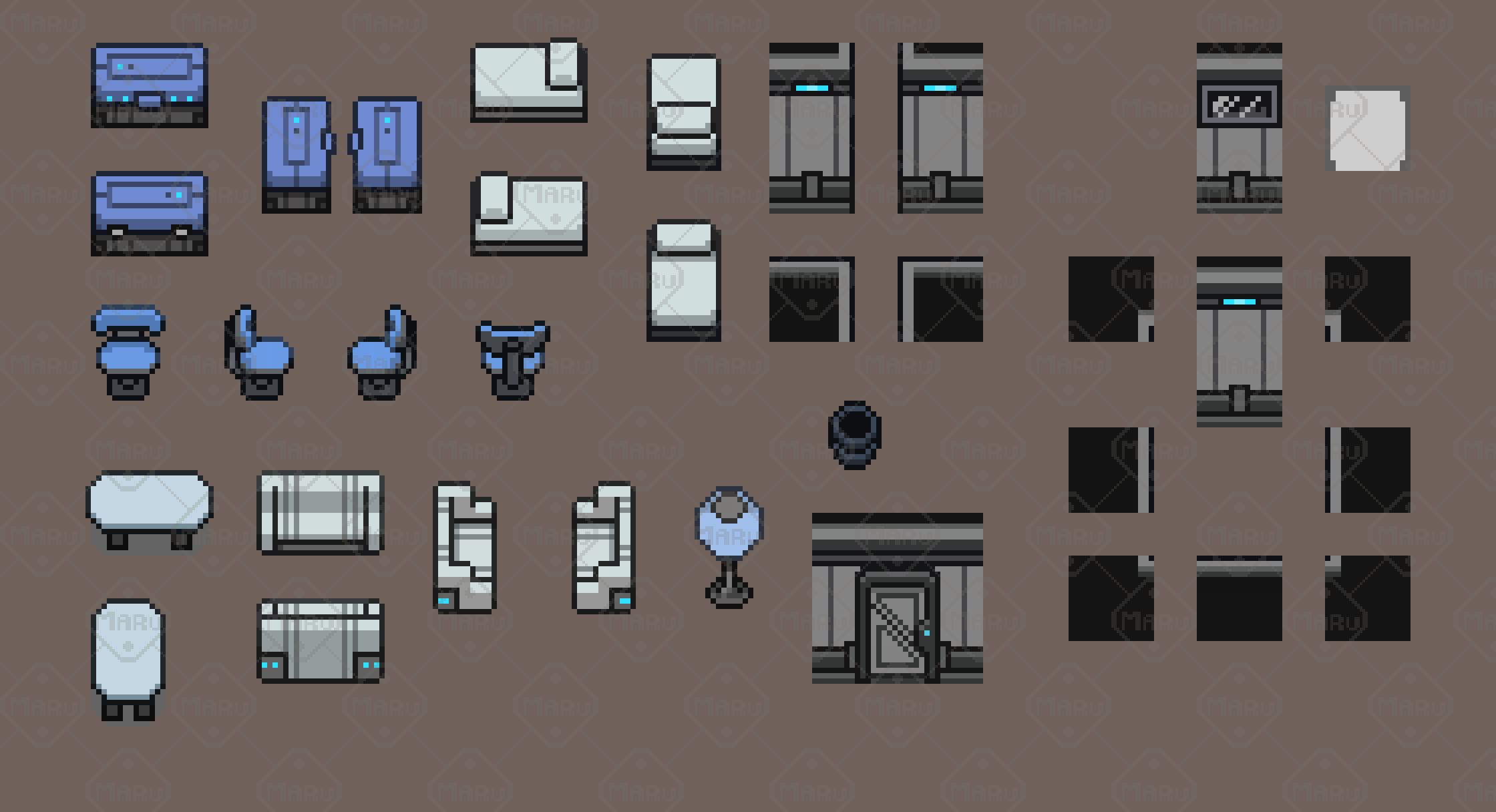 Pixel Interior Object Devlog per Sci‑Fi Cabin Interior Pack – Modular 16×16 - Sci‑Fi Cabin ...