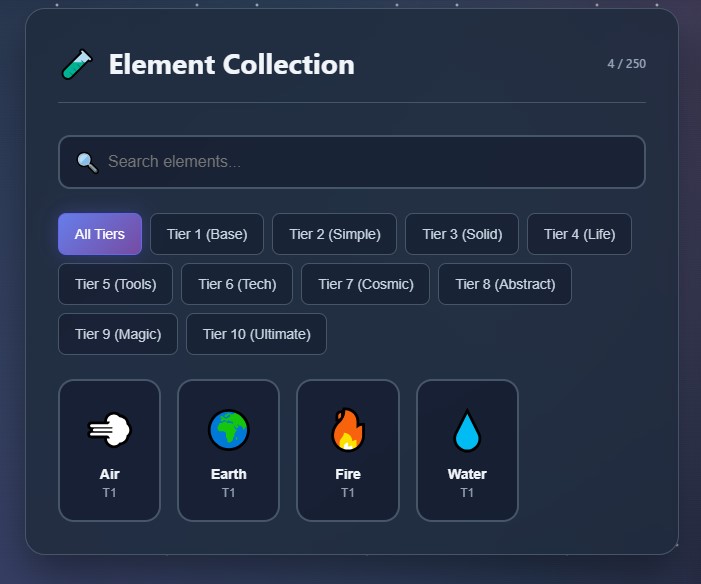 Screenshot 5 for Element Forge: Infinite Crafting Clone (React 18 update) Template