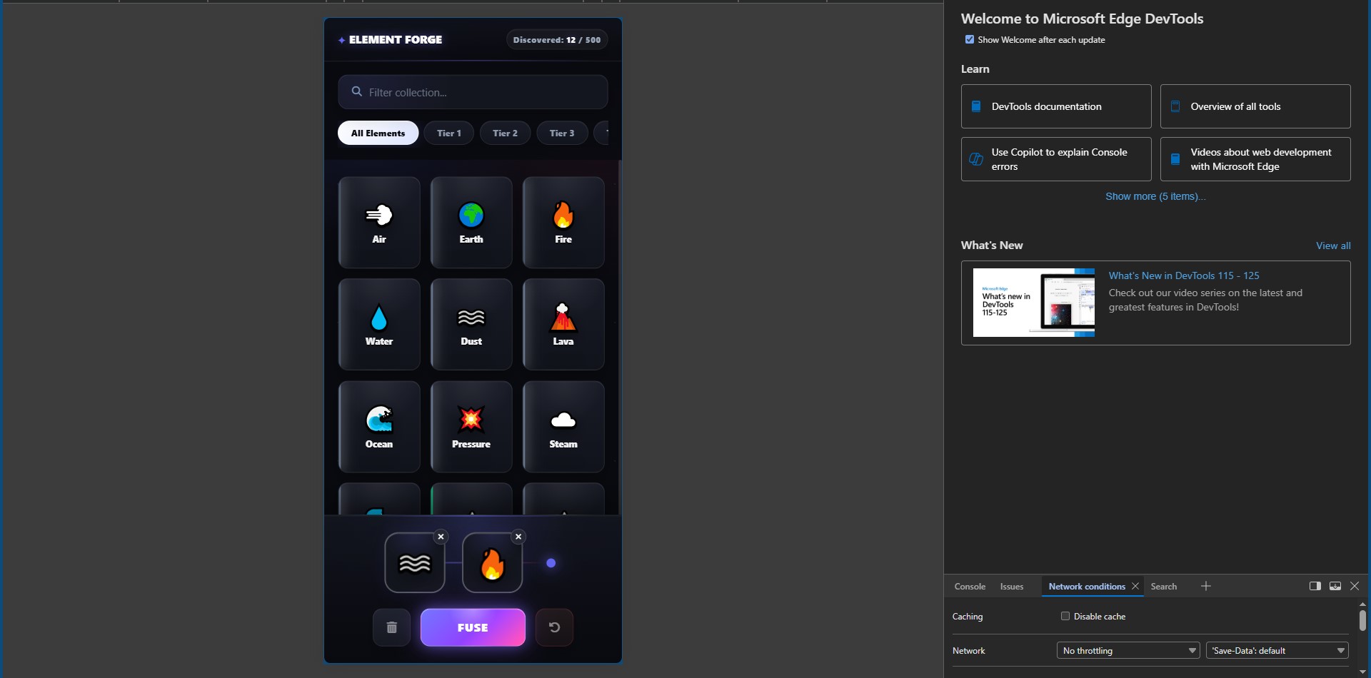 Screenshot 3 for Element Forge: Infinite Crafting Clone (React 18 update) Template
