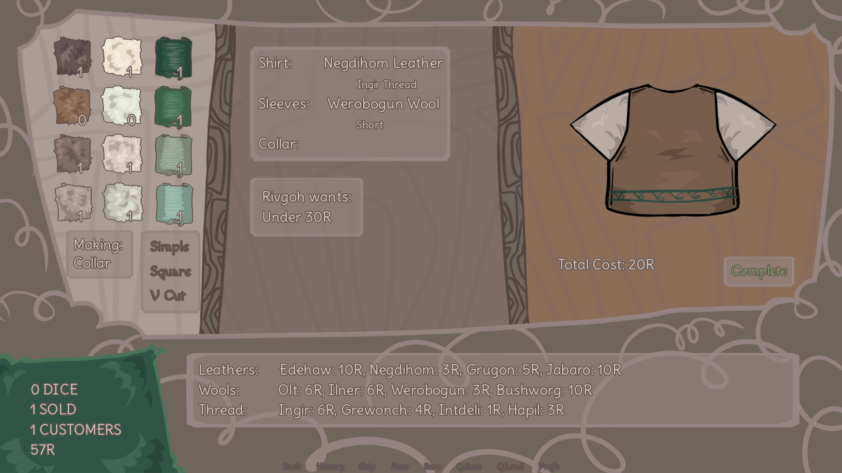 Screenshot 2 for Rolls of Leather and Wool