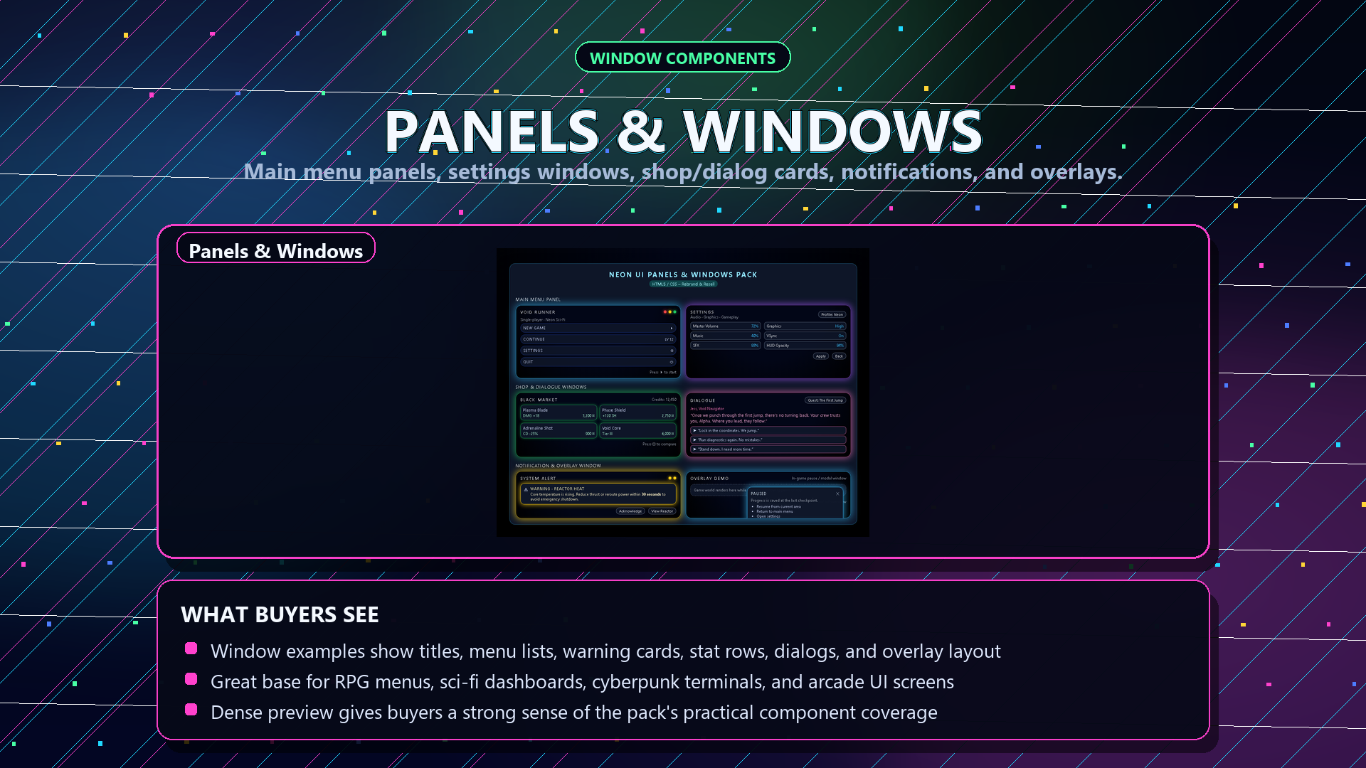 HTML5 Neon UI System – Complete HUD, Menus & Interface Kit by Template ...
