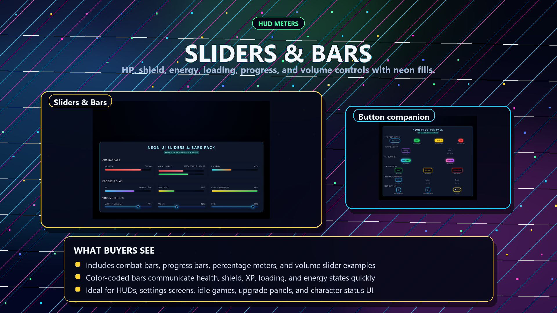 HTML5 Neon UI System – Complete HUD, Menus & Interface Kit by Template ...
