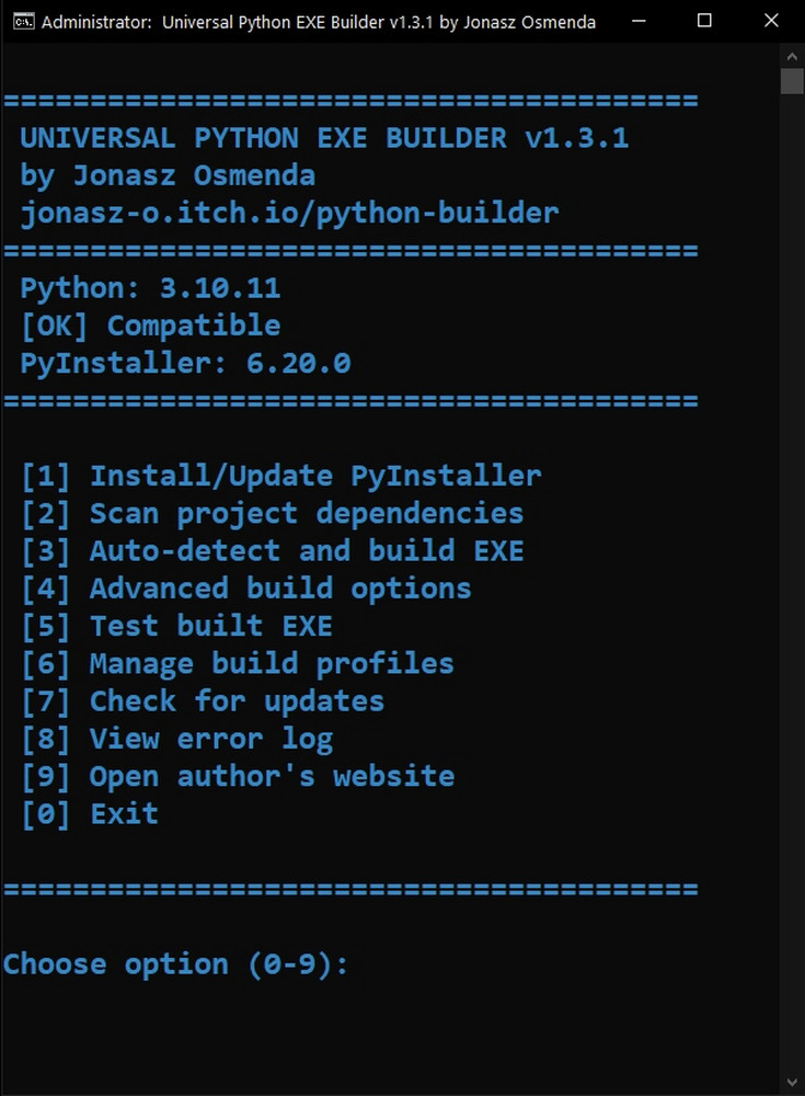 Python Universal Auto Builder for Windows Ubuntu/Linux by Jonasz O.