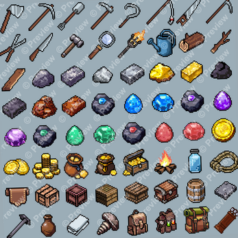 Tools/Resources Icons Pixel Art by Pixel-Banner