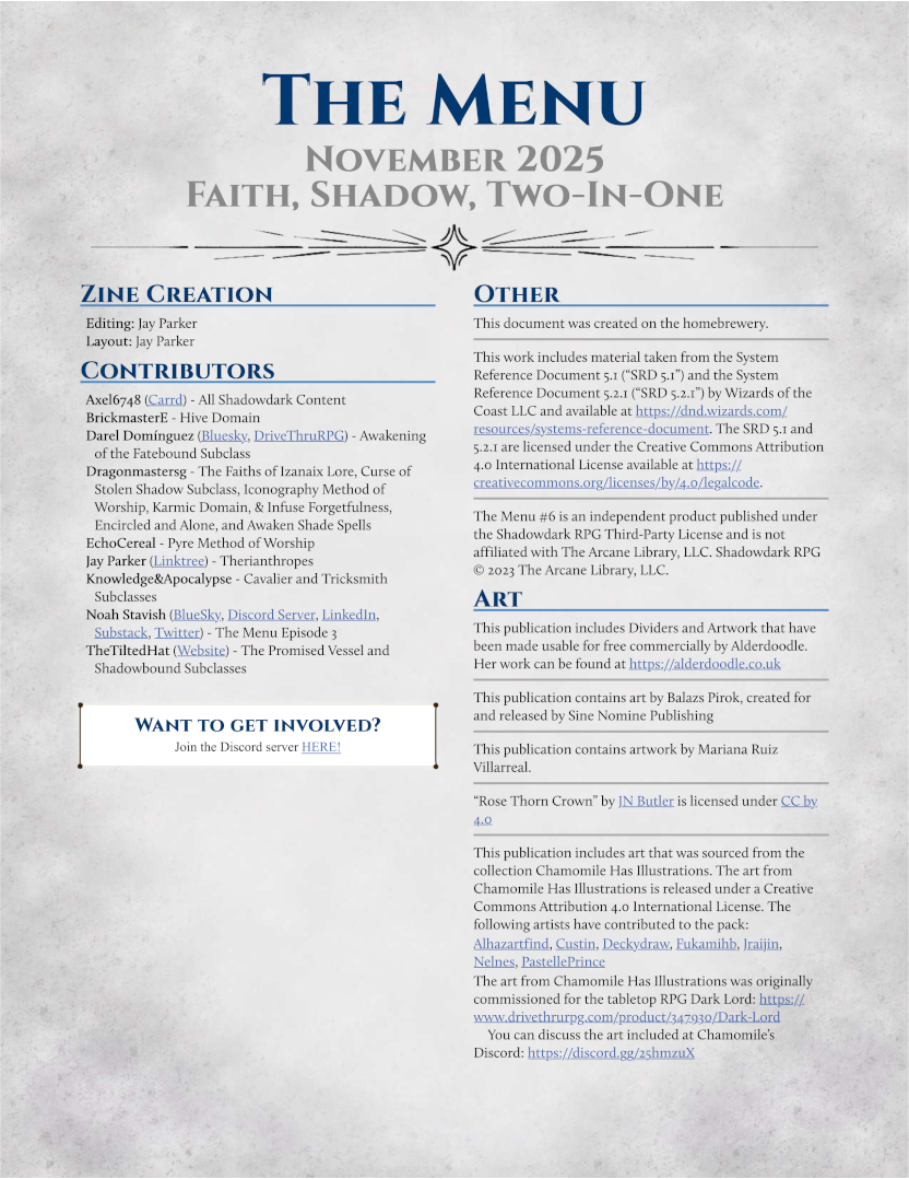 Screenshot 3 for The Menu #06 - November 2025