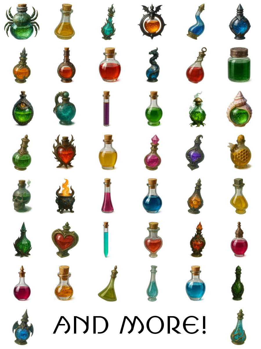 90+ Photorealistic Fantasy Potion Icons by Halcyon Valley Software