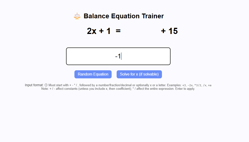 Equation Balance Game by JellyBean Spark