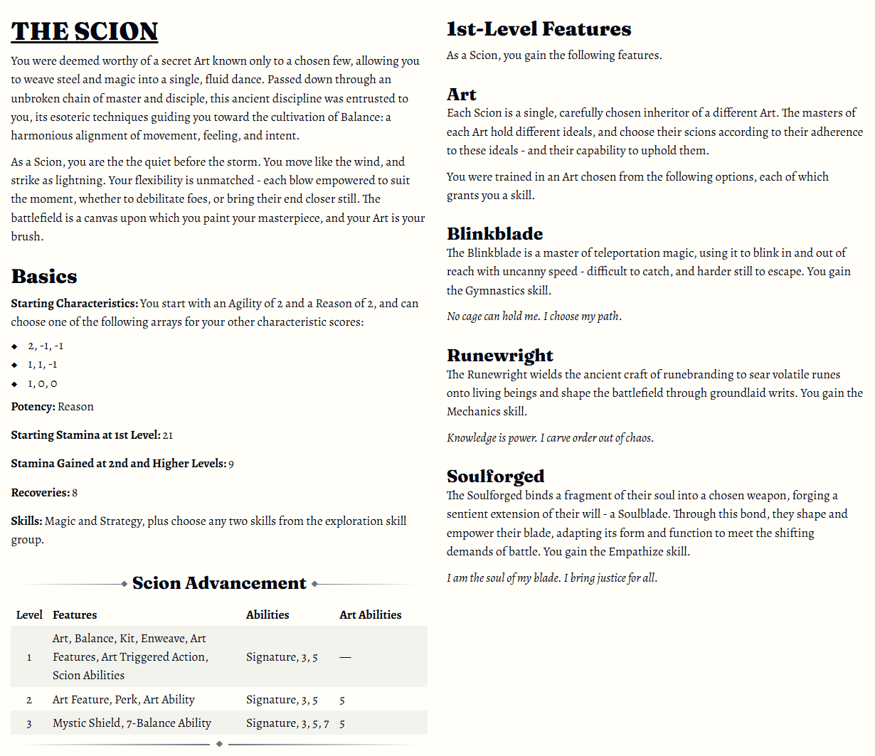 Screenshot 3 for The Scion - A Spellsword Class for Draw Steel