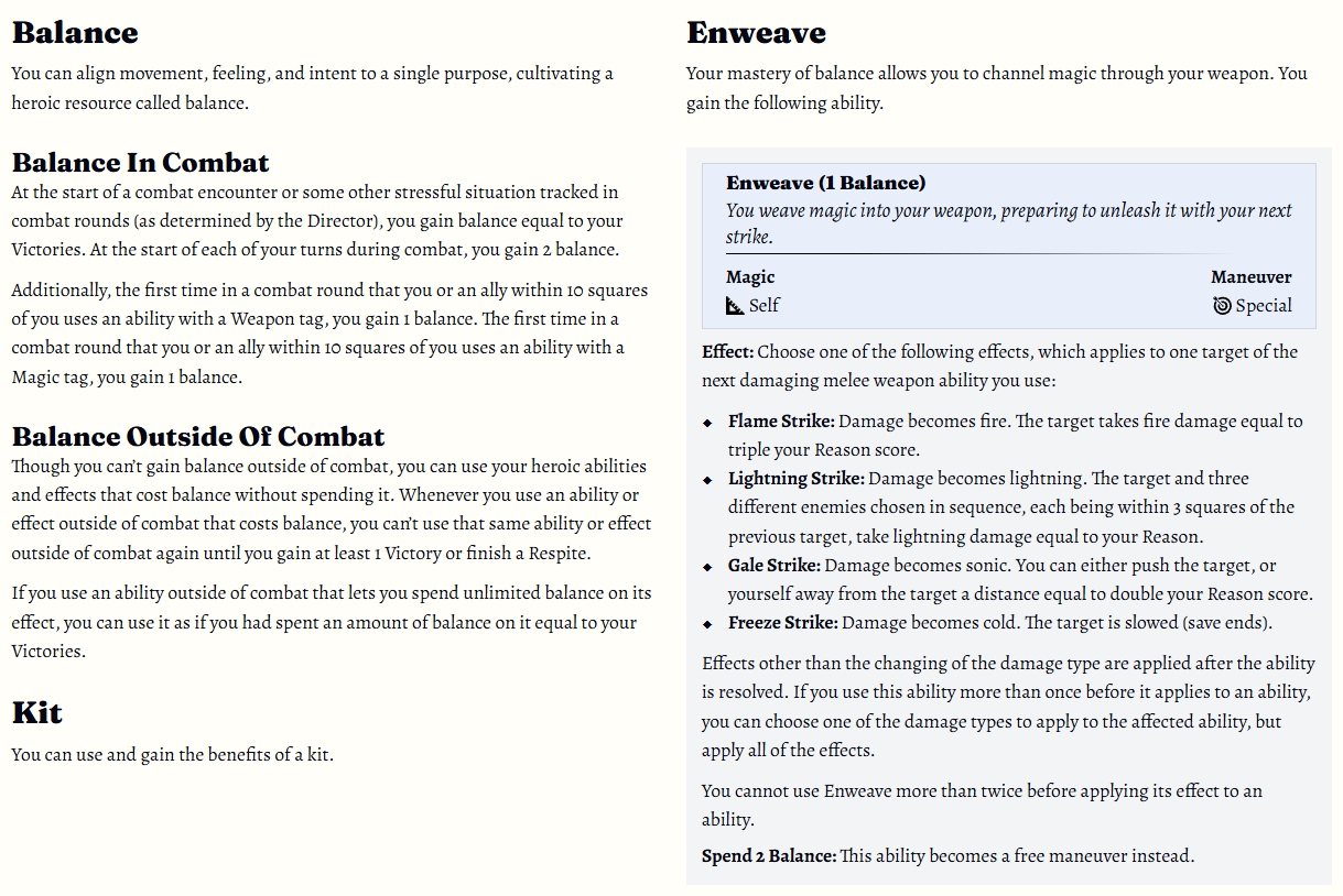 Screenshot 2 for The Scion - A Spellsword Class for Draw Steel