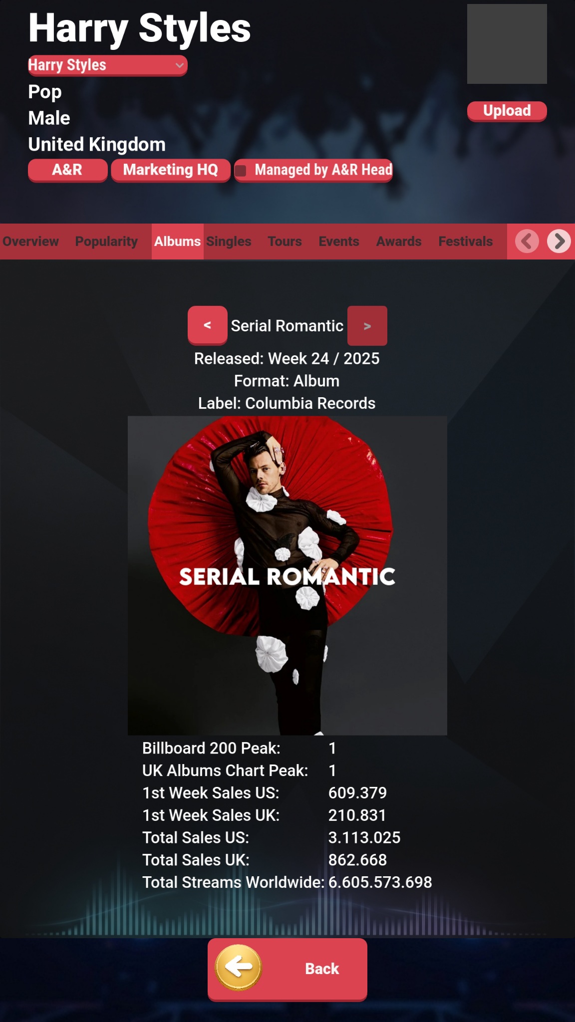 Screenshot 2 for PopRise - Record Label Simulator
